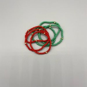 Set of 6 Red and Green Stretch Bracelets New